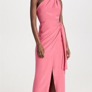Azeeda Elise Pink Ruched One Shoulder Sheath Dress size XS